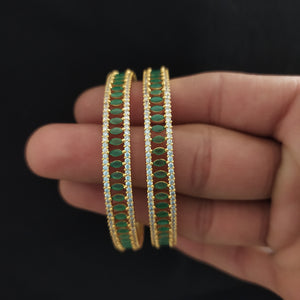 Mesmerizing Look Gold Plated Zircon Bangles
