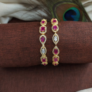 Ruby & White Gold Plated Amazing Zircon Bangles