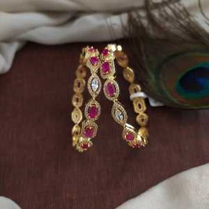 Ruby & White Gold Plated Amazing Zircon Bangles