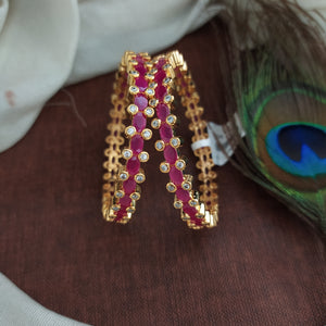 Elevate Your Wrist: Premium Gold-Plated Zircon Bangles (Sizes 2.4 - 2.8)