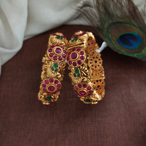Antique Peacock and Floral Design Kada Bangle