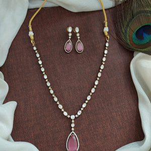 Victorian Elegance With Single Layer Zircon & Moissanite Stones Necklace Set