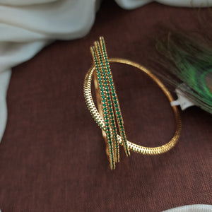 Exquisite Green & Blue Color Gold Plated Zircon Bangles 