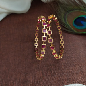 Opulent Design Gold Plated Trending Zircon Bangles 