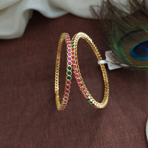 Beautiful Look Gold Plated Zircon Bangles 
