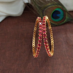 Stunning Simple Design Gold Plated Thin Zircon Bangles