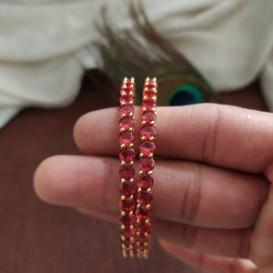 Stunning Simple Design Gold Plated Thin Zircon Bangles