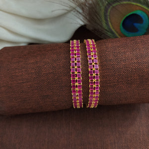 Gleam with Luxury With Our Double Layer Ruby Zircon Bangles