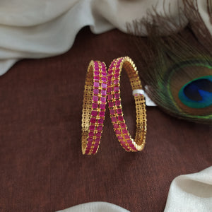 Gleam with Luxury With Our Double Layer Ruby Zircon Bangles