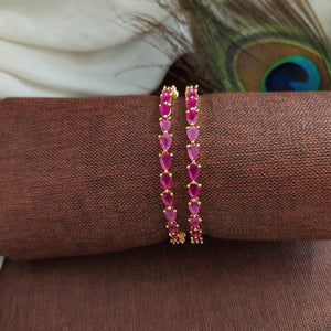 Alluring Gold Plated Pink Ruby Zircon Bangles