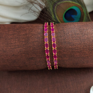 Unleash Your Inner Radiance with Gold-Plated Zircon Bangles with Ruby Elegance