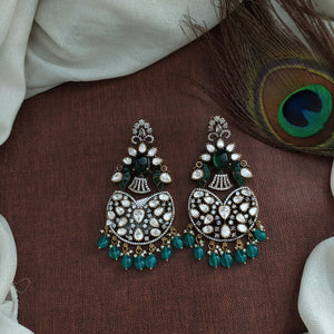 Victorian Chandbali Earrings Crafted with Moissanite Stones