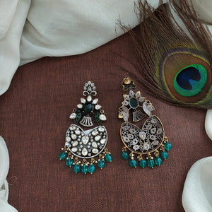Victorian Chandbali Earrings Crafted with Moissanite Stones
