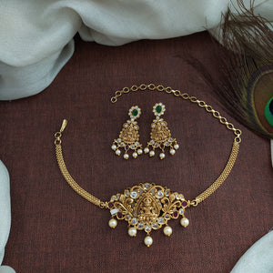 Goddess Lakshmi ji Center Pendant Antique Nagas Choker Set
