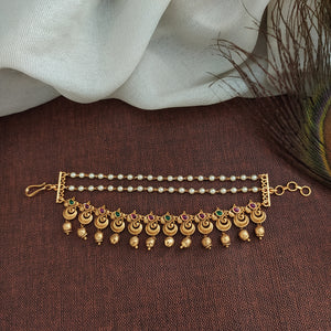 Antique Matil with Pearl Strands, Kemp, and Green Stones