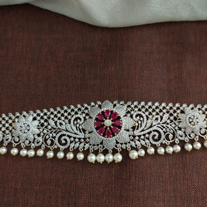 Two-Toned Elegance: Gold & Silver Plated Dual Tone Zircon Hip-Chain