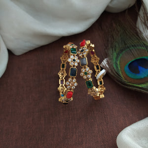 Vibrant Colors Floral Design Antique Bangles 