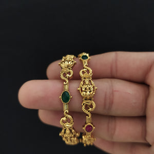 Exquisite Navratan Bangles with Red & Green Accents