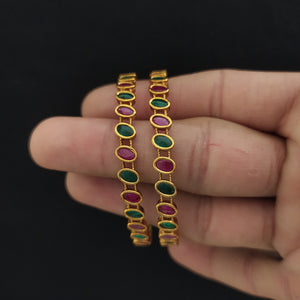 Embrace Timeless Charm of Gold Plated Antique Kemp Stone Bangle