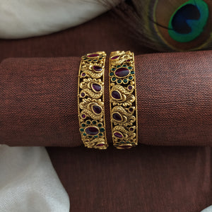 Sonal Fashion's Enchanting Floral & Peacock Kemp Stone Bangles