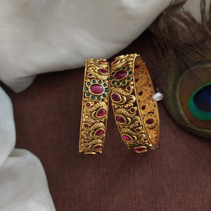 Sonal Fashion's Enchanting Floral & Peacock Kemp Stone Bangles