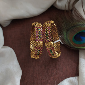 Unveiling Timeless Majesty With Elephant Design Kemp Stone Antique Bangles