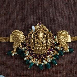 Divine Grace: Antique Choker Set Featuring Goddess Lakshmi Pendant