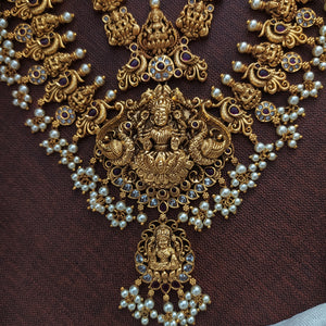 Antique Nagas Long Haram Set with Exquisite Peacock Motif