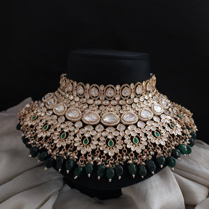 Radiate Regal Grandeur Kundan Meenakari Mesmerizing Full Neck Heavy Necklace Set 