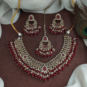 Embrace Enchantment With Uncut Polki Stones Mehendi Necklace Set