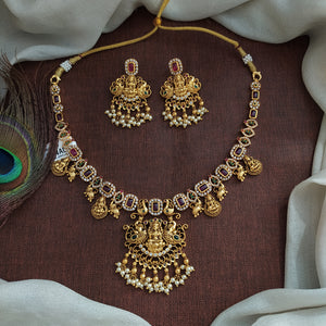 Divine Blessings and Enchanting Beauty Lakshmi Ji & Peacock Antique Necklace Set