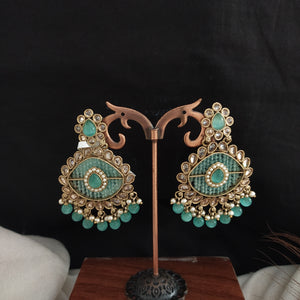 Dazzle with Uncut Brilliance of Mehandi Collection Uncut Polki Earrings