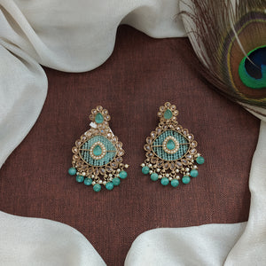 Dazzle with Uncut Brilliance of Mehandi Collection Uncut Polki Earrings
