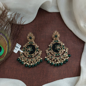 Embrace Cultural Brilliance Uncut Polki Stone Mehandi Earrings