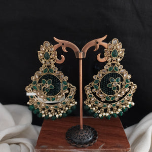 Embrace Cultural Brilliance Uncut Polki Stone Mehandi Earrings