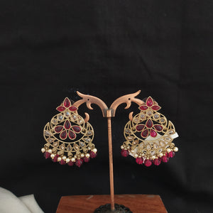 Enchanting Elegance The Uncut Polki Stone Dazzling Mehendi Earrings