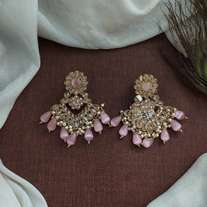 Blossoming Brilliance The Floral Design Uncut Polki Stones Mehendi Earrings