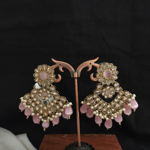 Blossoming Brilliance The Floral Design Uncut Polki Stones Mehendi Earrings