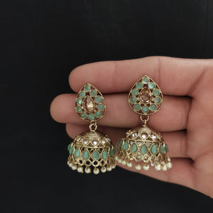Embrace Timeless Beauty Of Uncut Polki Stones Mehandi Jhumki 