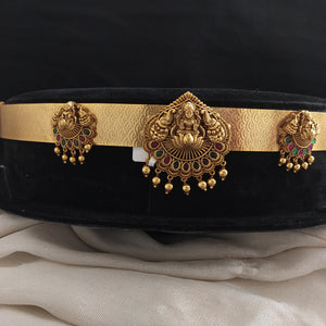 Antique Simple Festive Hip-Belt Featuring Lord Lakshmi with Nakshi Work