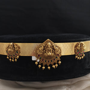 Antique Simple Festive Hip-Belt Featuring Lord Lakshmi with Nakshi Work