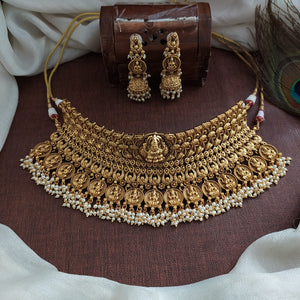 Embrace Regal Splendor: Divine Elegance Kundan & Kemp Stone Heavy Choker Set