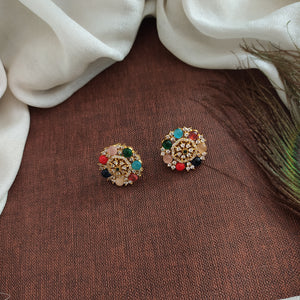 Gold-plated zircon Stone Stud Earrings
