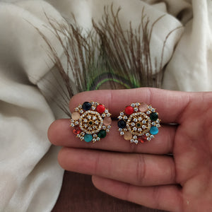 Gold-plated zircon Stone Stud Earrings