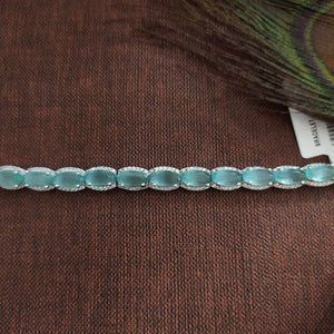 Delicate Sparkle of Silver Plated Zircon Chain Bracelets (Mint & Baby Pink)