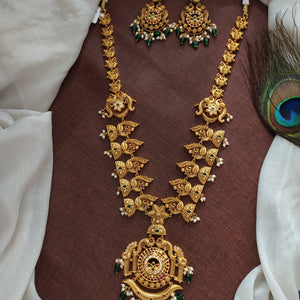 Antique Peacock-Designed Long Haram Set