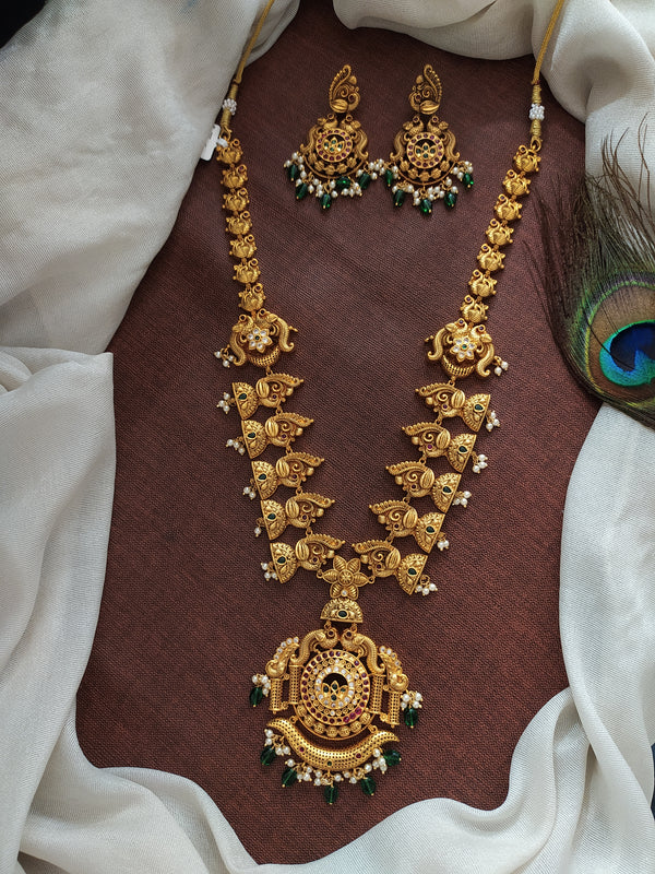 Antique Peacock-Designed Long Haram Set Sonal Fashion Jewellery