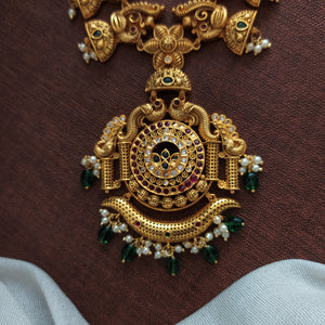 Antique Peacock-Designed Long Haram Set