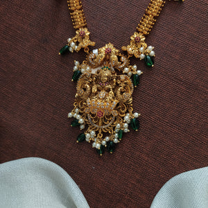 Embrace Divine Blessings of Goddess Lakshmi Ji Matt Finish Short & Long Necklace Combo Set 