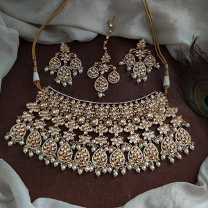 Kundan Bridal Flexible Choker Set with Kundan/Polki Stones